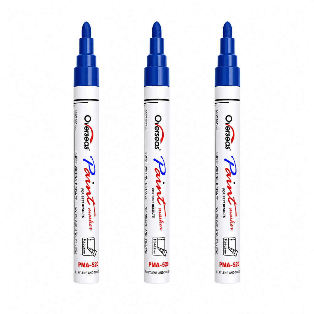 Kit 3 Caneta Cirúrgica Marcador Pele Alto Rendimento Overseas Cor Azul