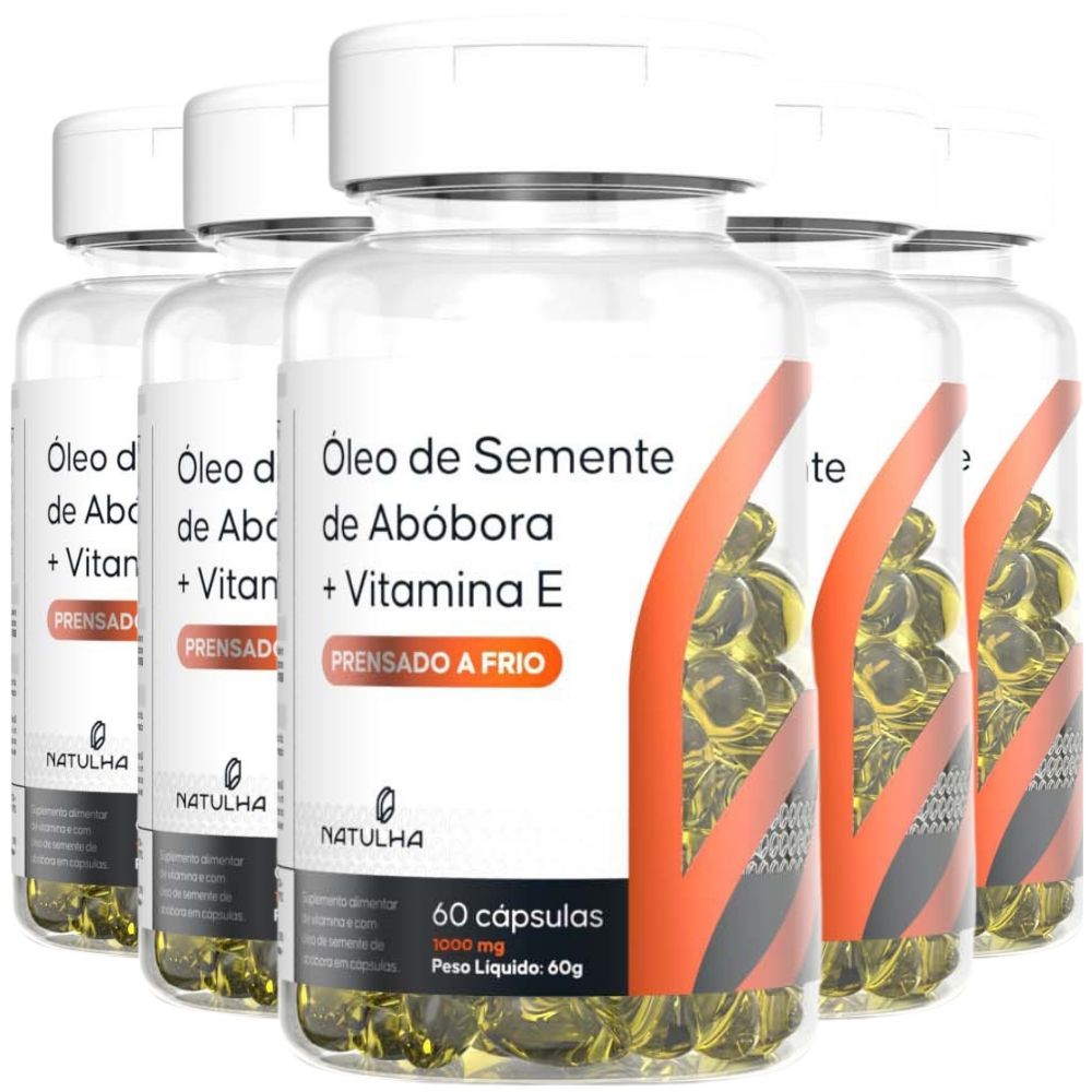 Kit 5 Óleo de Semente de Abóbora Natulha 1000mg 60 Cápsulas