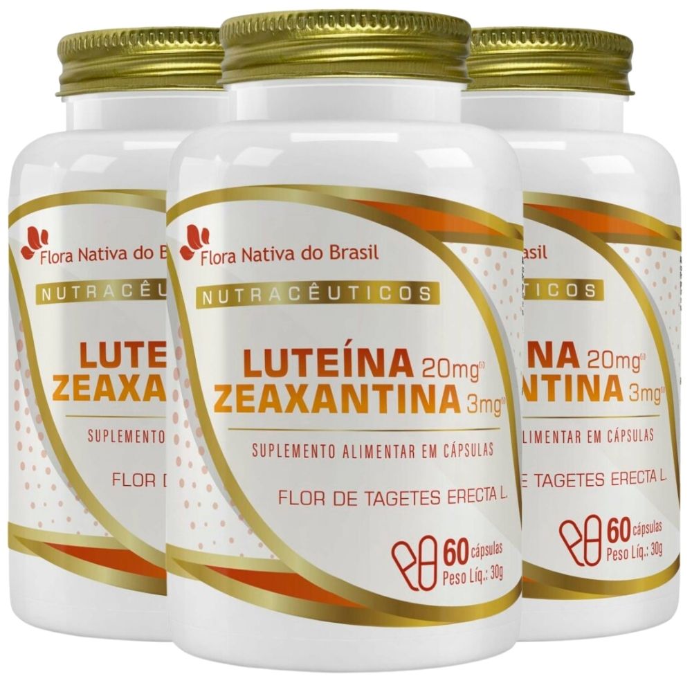 Kit 3 Luteína 20mg com Zeaxantina 3mg Flora Nativa 60 Cápsulas