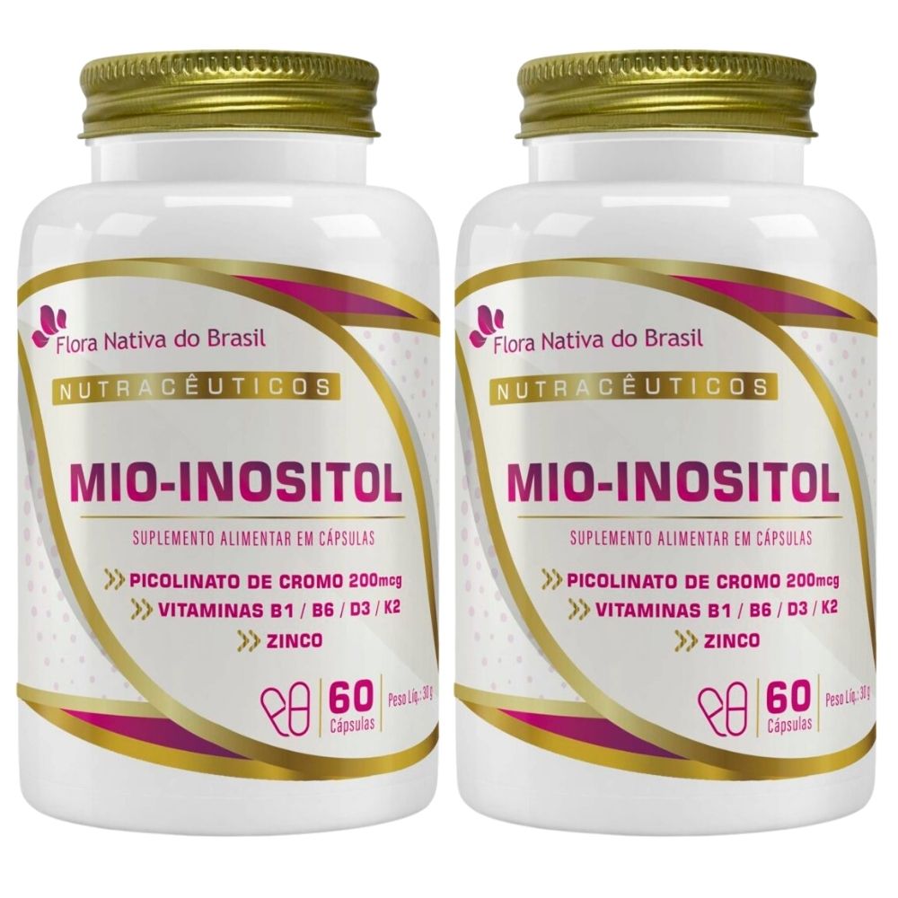 Kit 2 Mio-Inositol + Vitaminas Flora Nativa 500mg 60 Cápsulas
