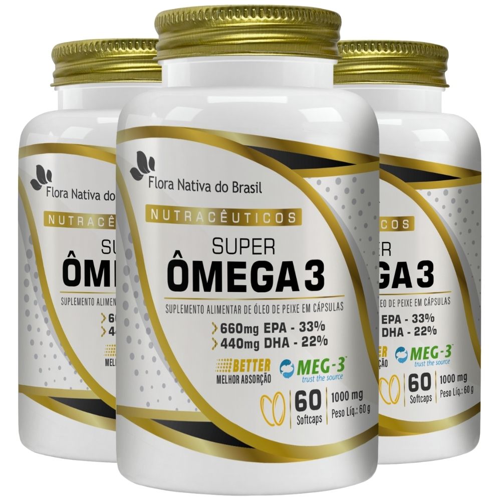 Kit 3 Super Ômega 3 Flora Nativa 1000mg 60 Softgels
