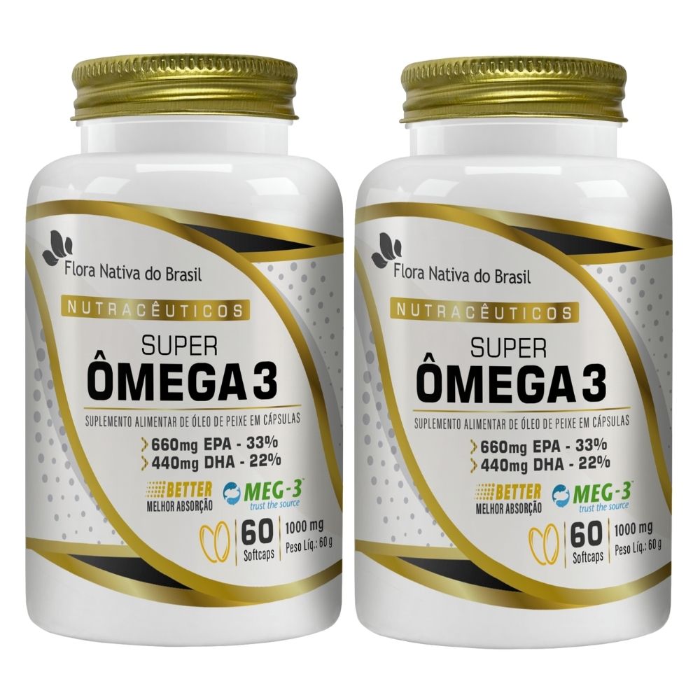 Kit 2 MEG-3 Super Ômega 3 Flora Nativa 1000mg 60 Softgels