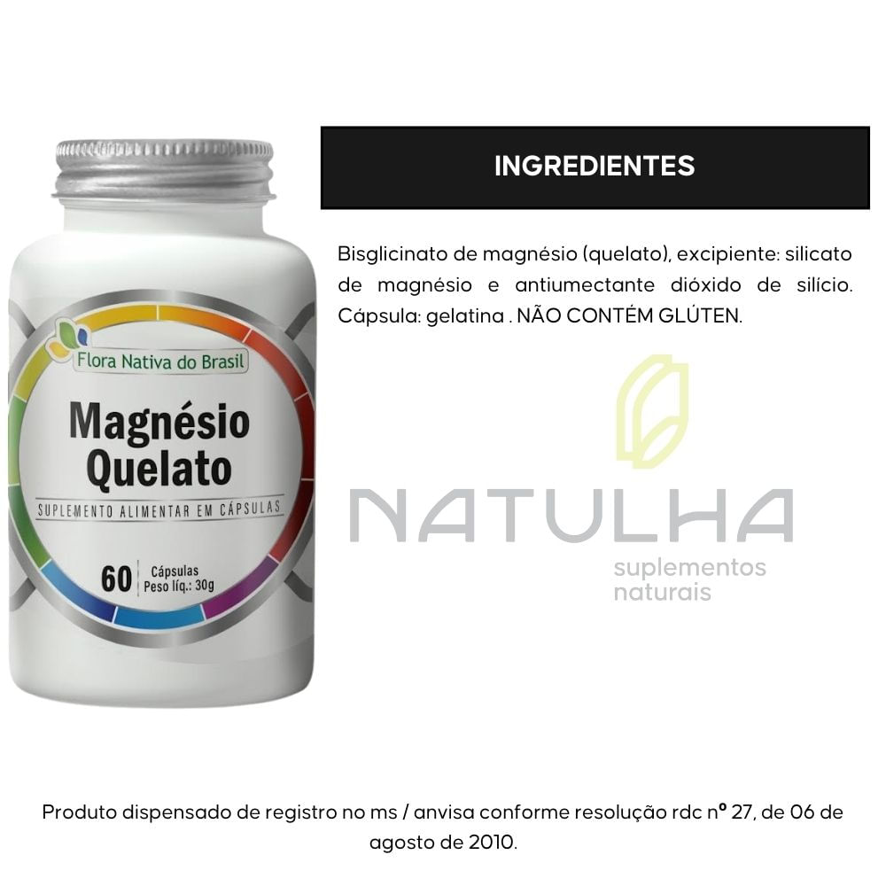 Kit 3 Magnésio Quelato Flora Nativa 60 Cápsulas