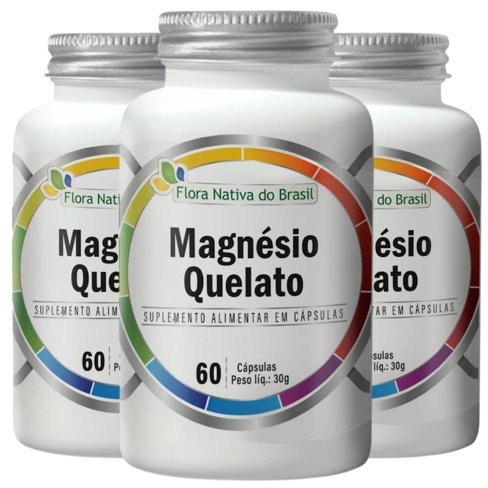 Kit 3 Magnésio Quelato Flora Nativa 60 Cápsulas