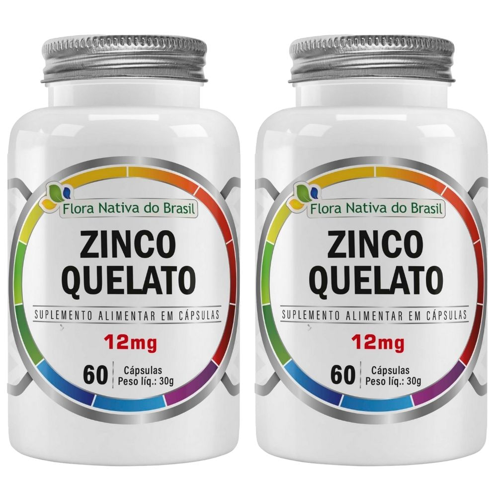 Kit 2 Zinco Quelato Flora Nativa 60 Cápsulas