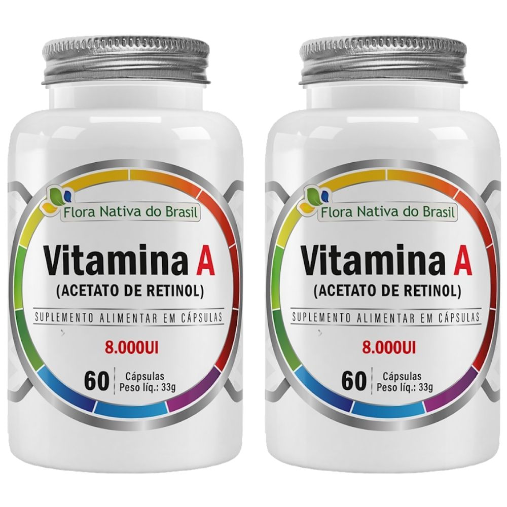 Kit 2 Vitamina A 8.000ui Flora Nativa 60 Cápsulas