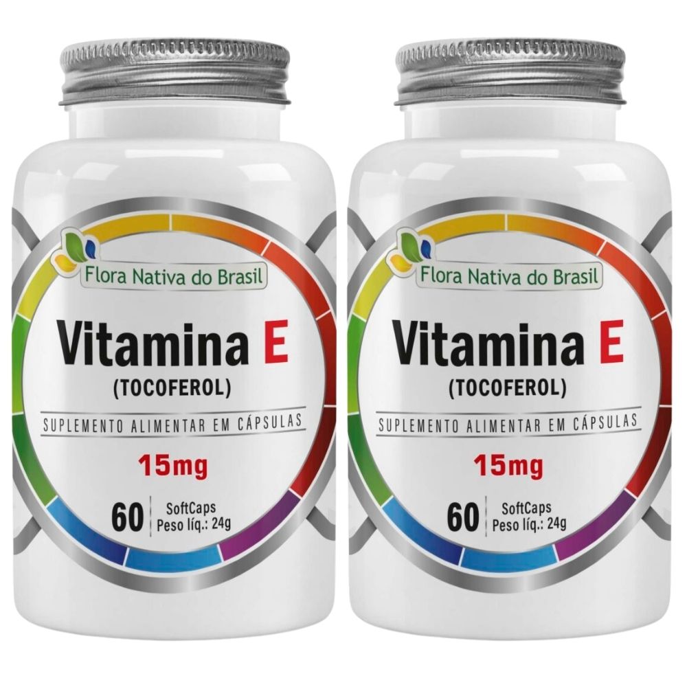 Kit 2 Vitamina E (Tocoferol) 100% IDR Flora Nativa 60 Cápsulas