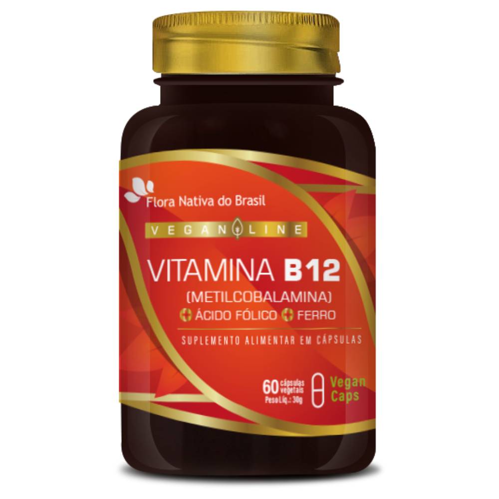 Vitamina B12 + Ferro + Ácido Fólico Flora Nativa 60 Vegan Caps
