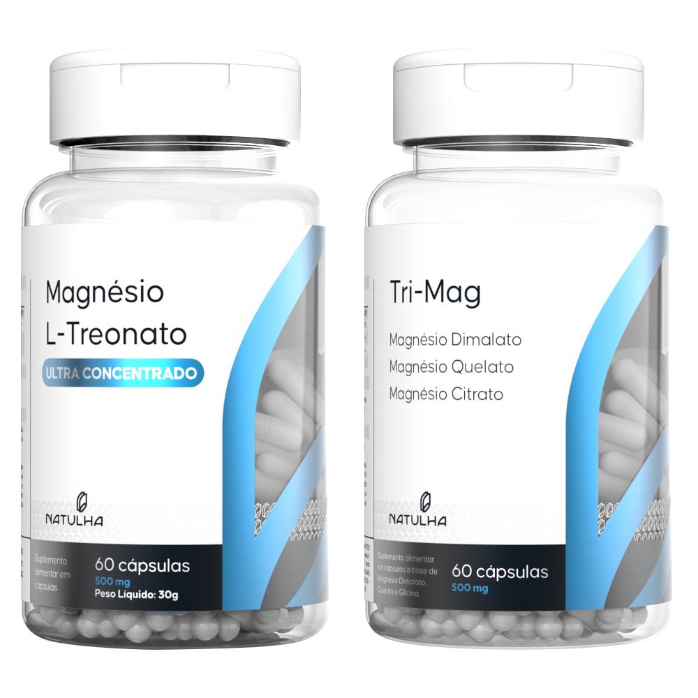 Kit Natulha Tri-mag 60 Cápsulas + Magnésio L-treonato Ultra Concentrado 60 Cápsulas