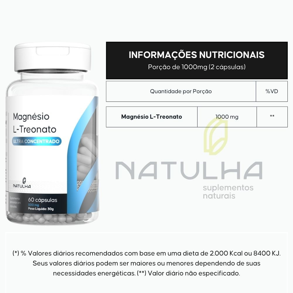 Kit Natulha Tri-Mag 60 cápsulas + Magnésio L-Treonato Ultra Concentrado 60 Cápsulas