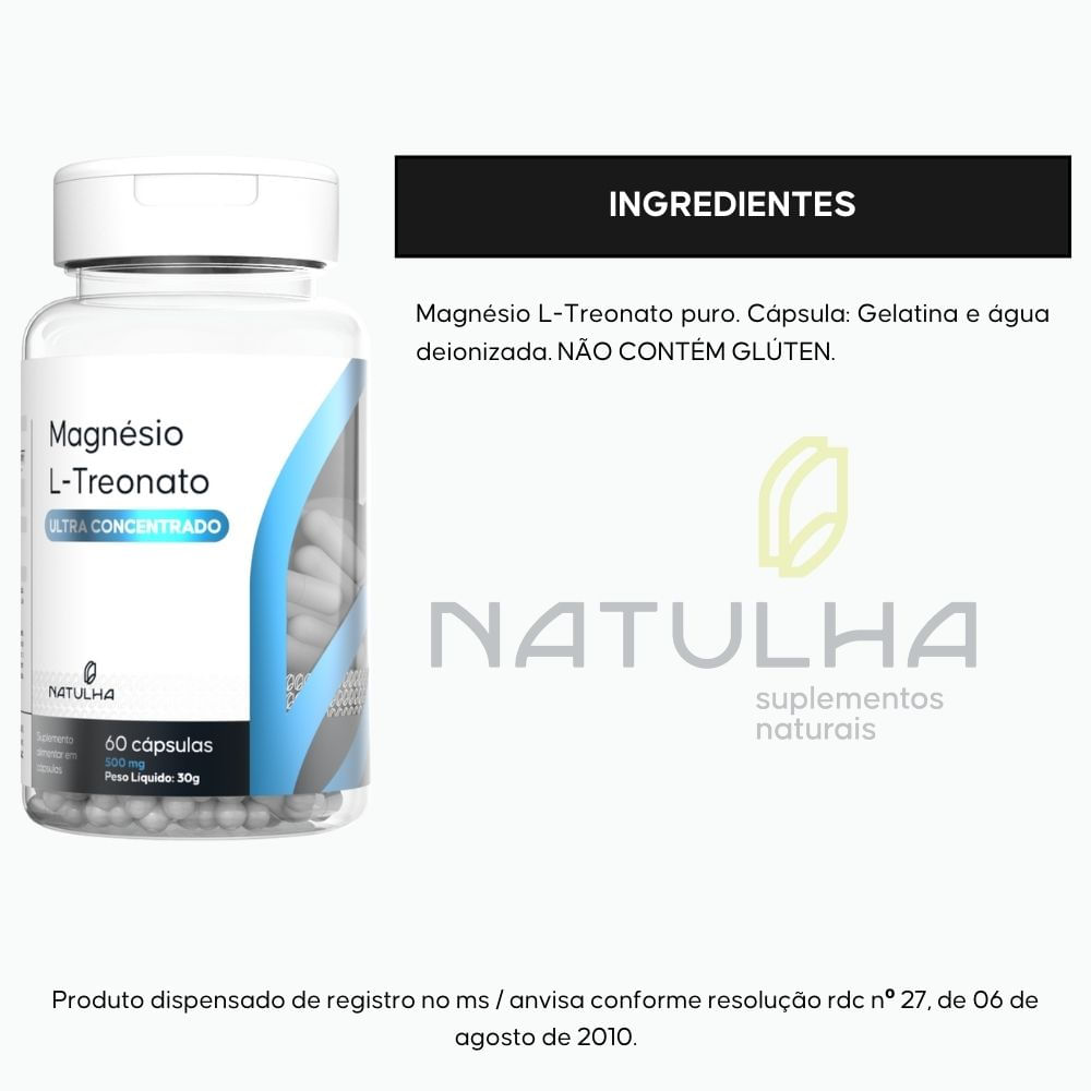 Kit Natulha Tri-Mag 60 cápsulas + Magnésio L-Treonato Ultra Concentrado 60 Cápsulas