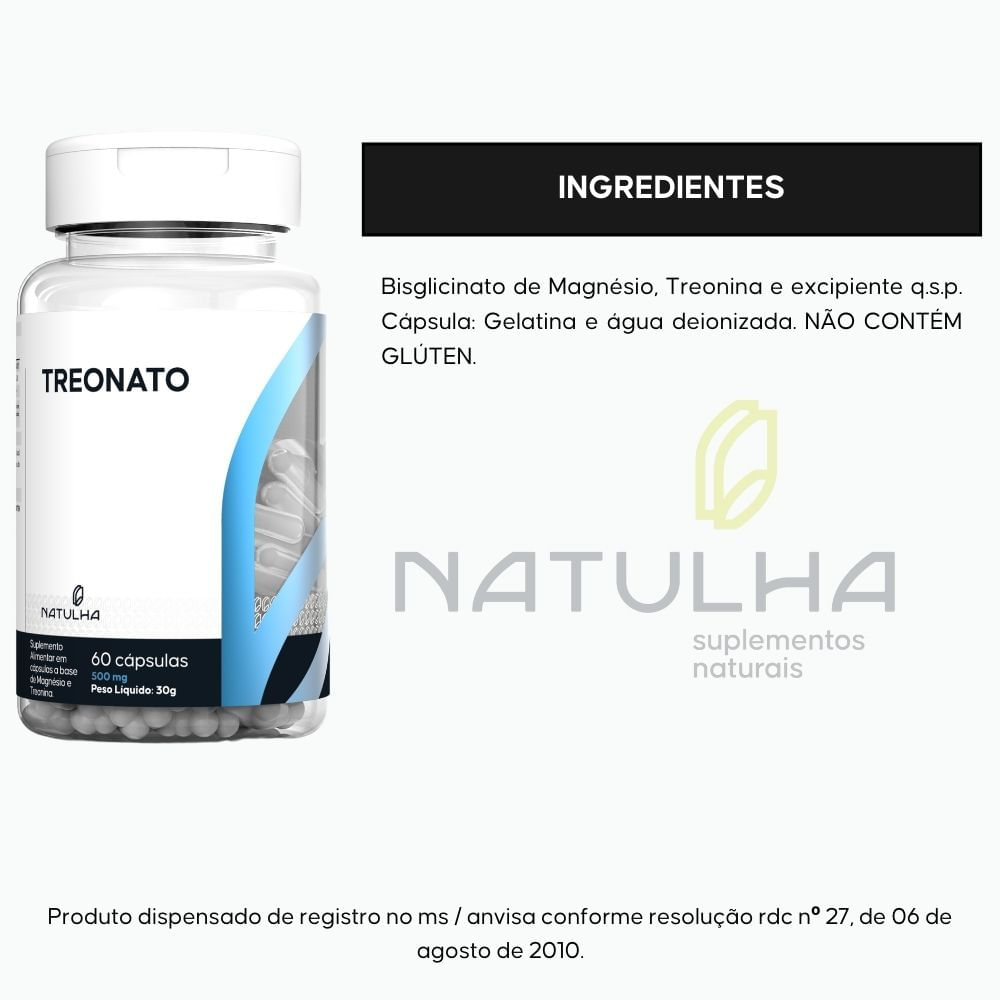 Kit 2 Magnésio Treonato Natulha 60 Cápsulas