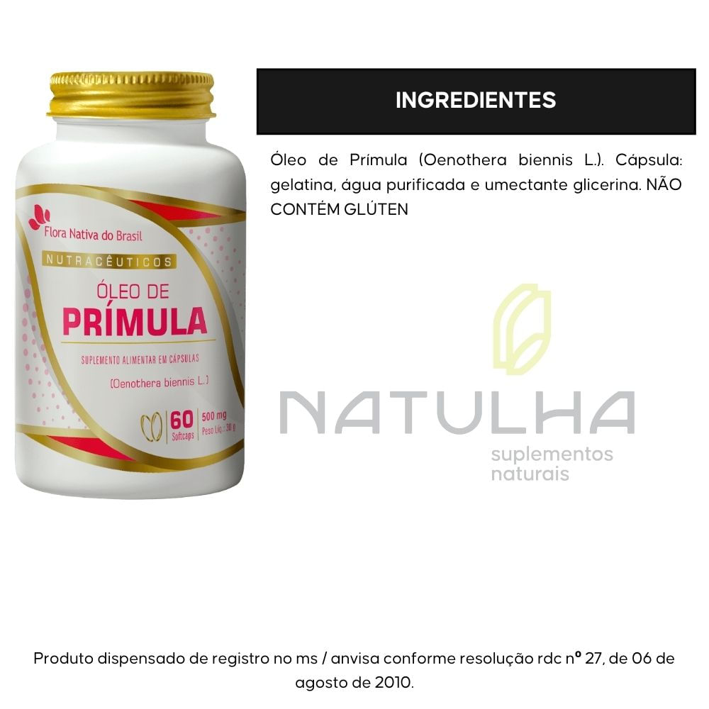 Óleo de Prímula Flora Nativa 500mg 60 Cápsulas