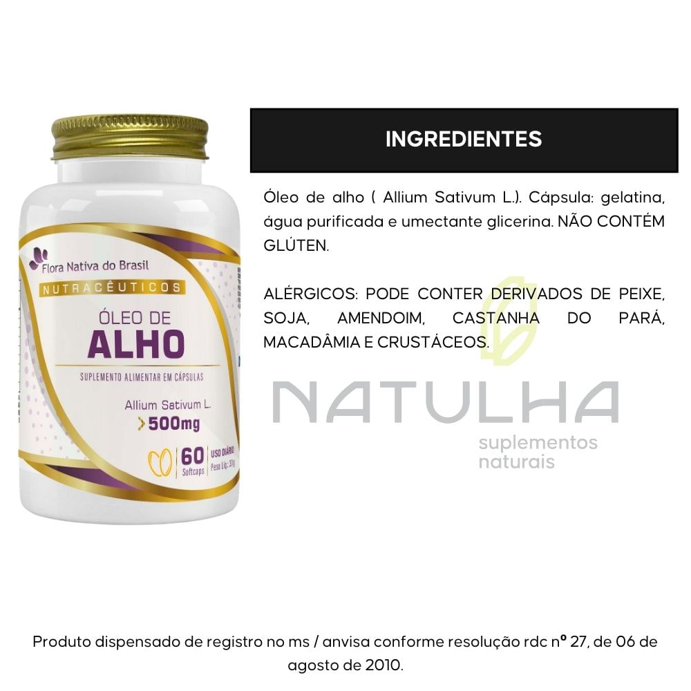 Óleo de Alho Flora Nativa 500mg 60 Cápsulas