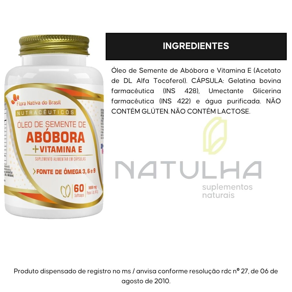 Kit 2 Óleo de Semente de Abóbora Flora Nativa 1000mg 60 Cápsulas