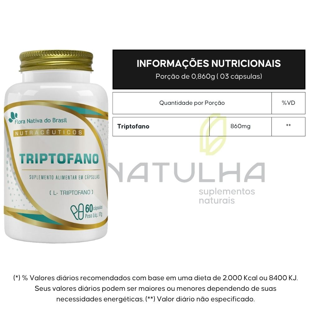 Triptofano Flora Nativa 860mg 60 Cápsulas