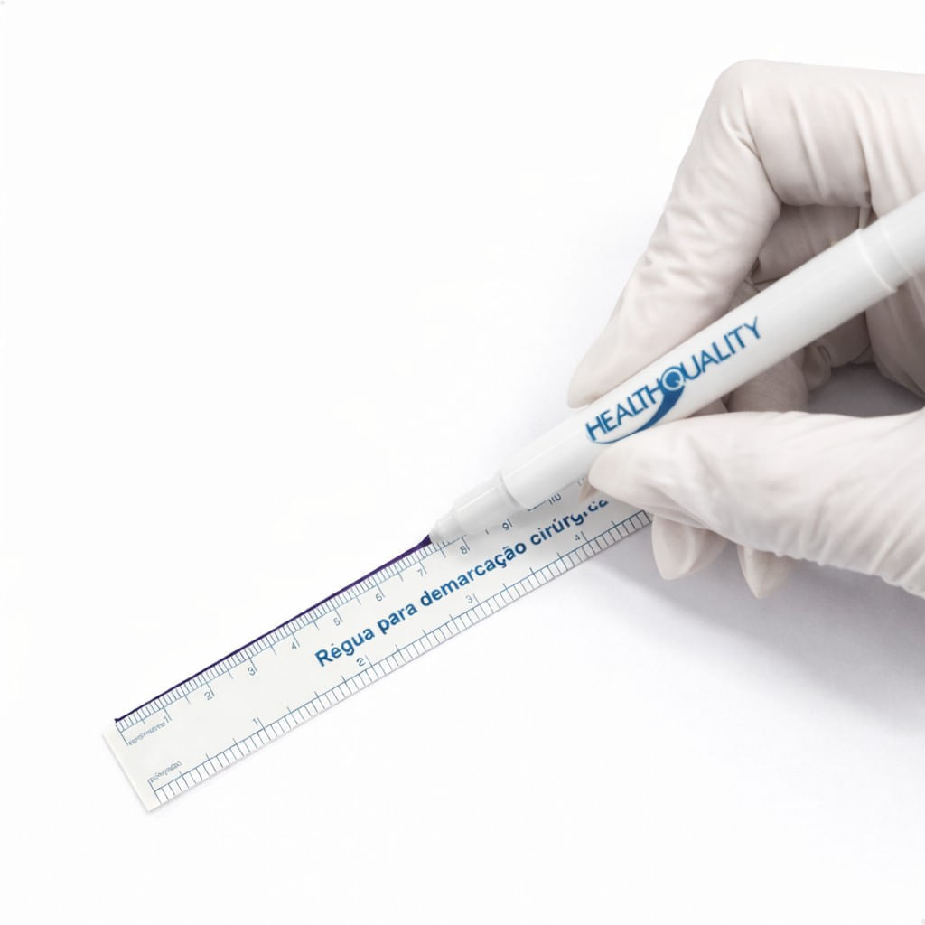 Caneta para Marcação Cirúrgica Estéril Ponta Dupla + Régua para demarcação Cirúrgica Health Quality