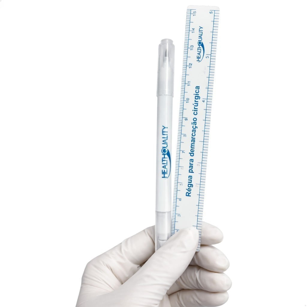 Caneta para Marcação Cirúrgica Estéril Ponta Dupla + Régua para demarcação Cirúrgica Health Quality