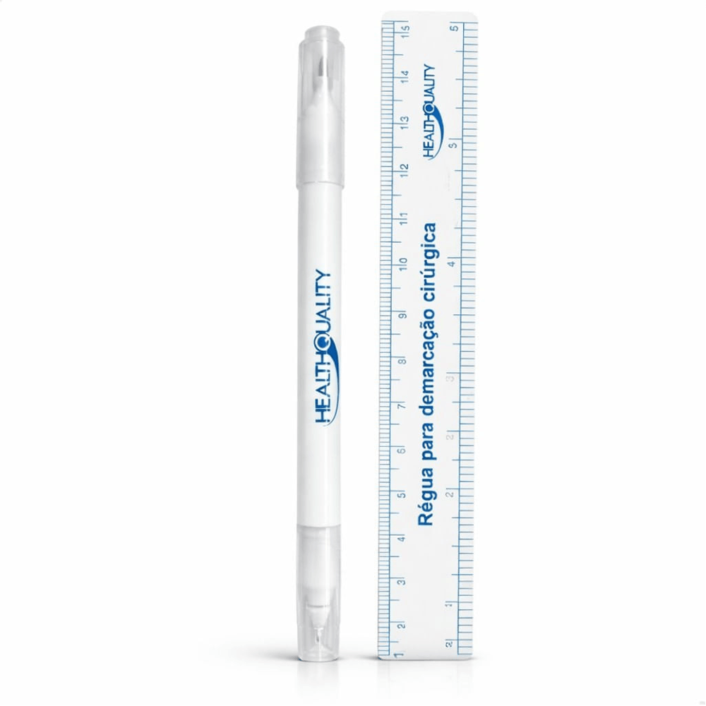 Caneta para Marcação Cirúrgica Estéril Ponta Dupla + Régua para demarcação Cirúrgica Health Quality