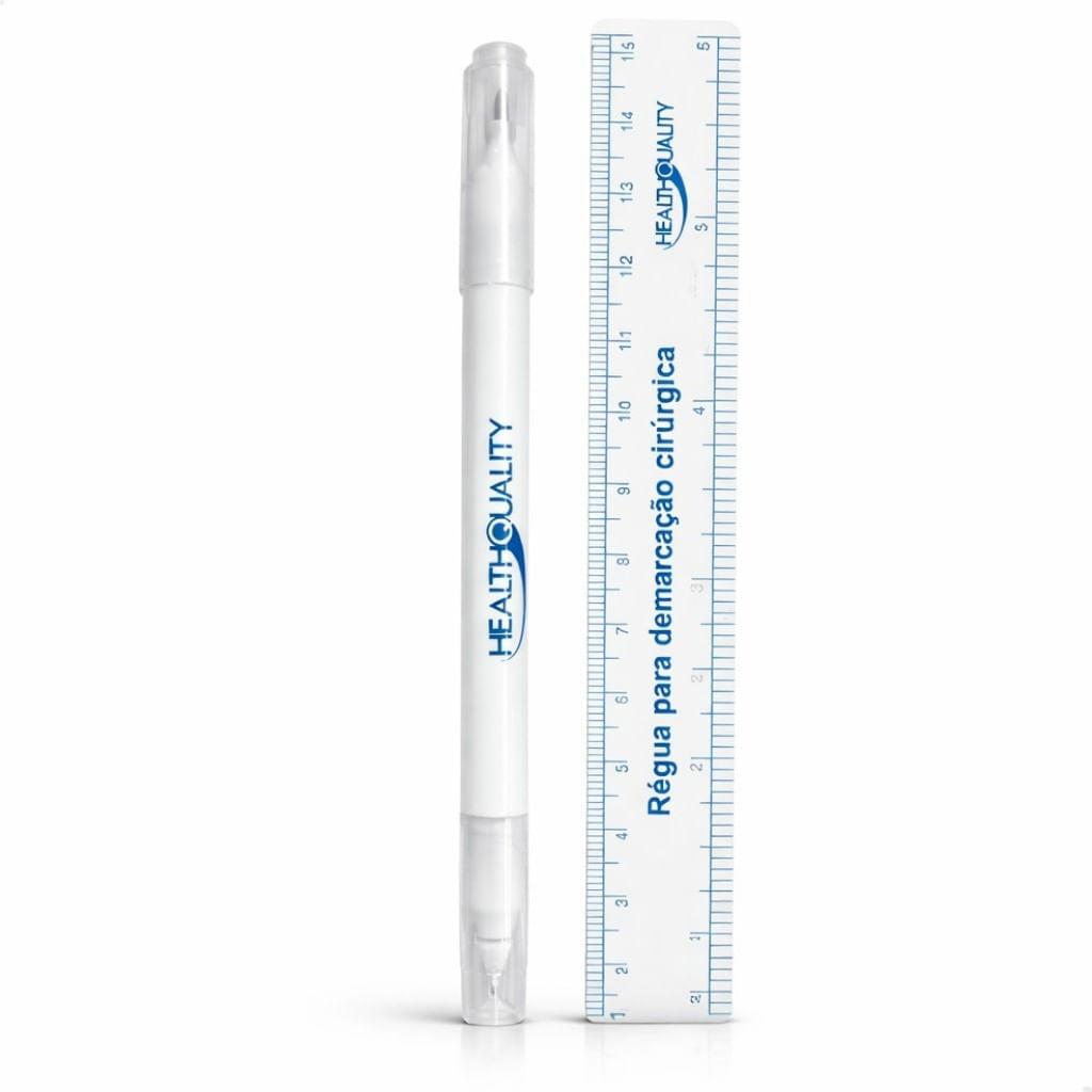 Kit 10 Canetas De Marcação Cirúrgica Estéril Ponta Dupla + Régua para demarcação Cirúrgica Health Quality