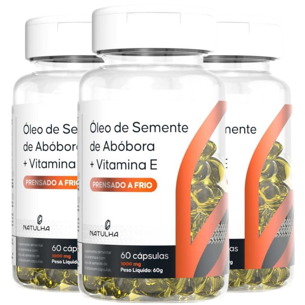 Kit 3 Óleo de Semente de Abóbora Natulha 1000mg 60 Cápsulas