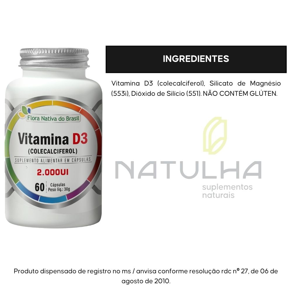 Vitamina D3 2000UI Flora Nativa 60 Cápsulas