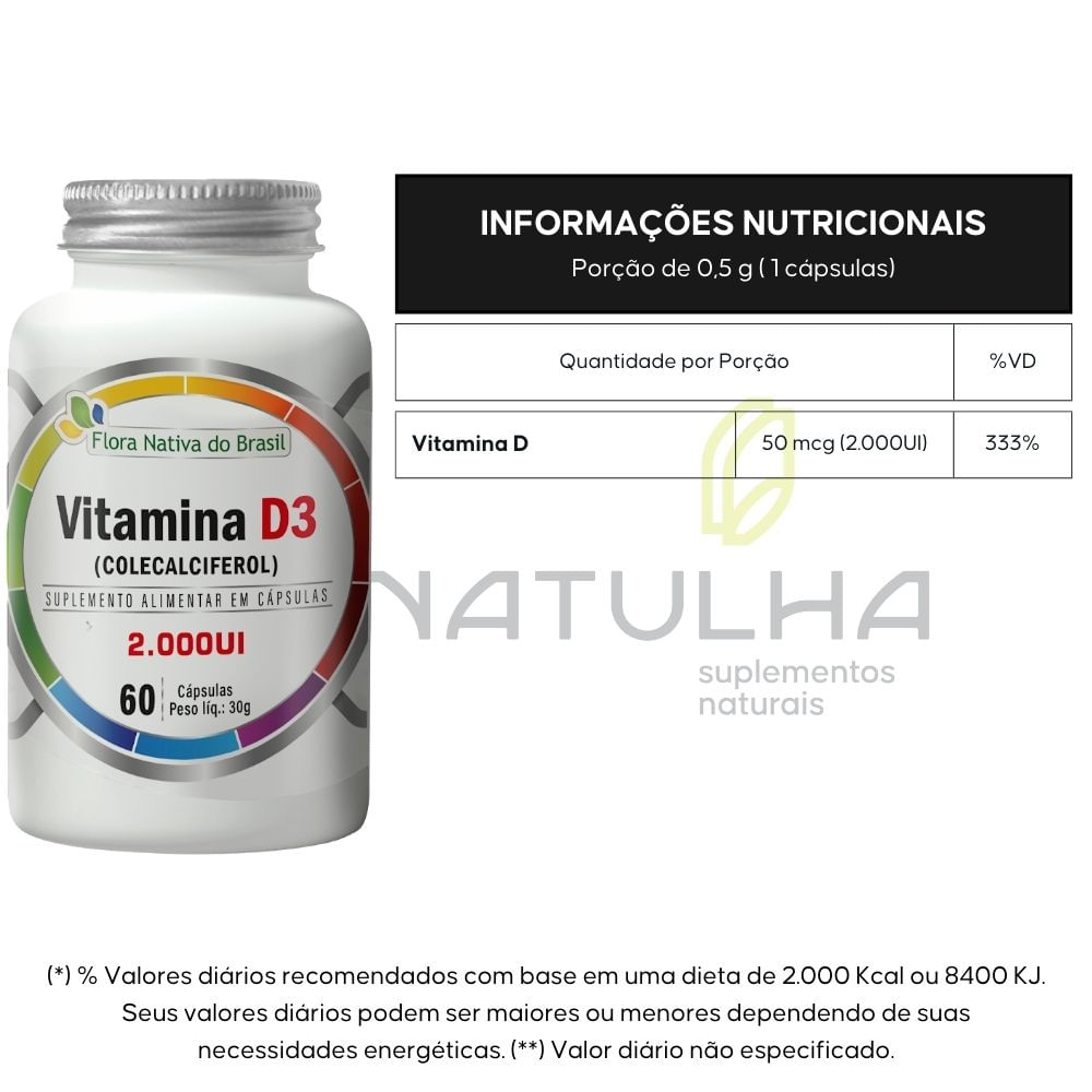 Vitamina D3 2000UI Flora Nativa 60 Cápsulas