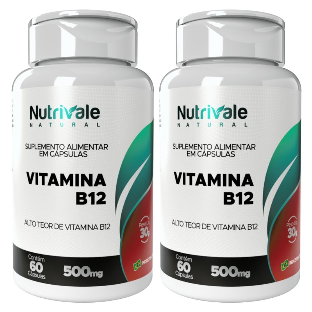 Kit 2 Vitamina B12 Cianocobalamina Nutrivale 60 Cápsulas