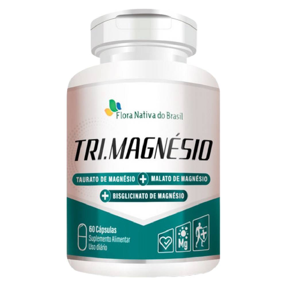 Kit 3 Tri.Magnésio Taurato + Malato + Bisglicinato Flora Nativa 60 Cápsulas