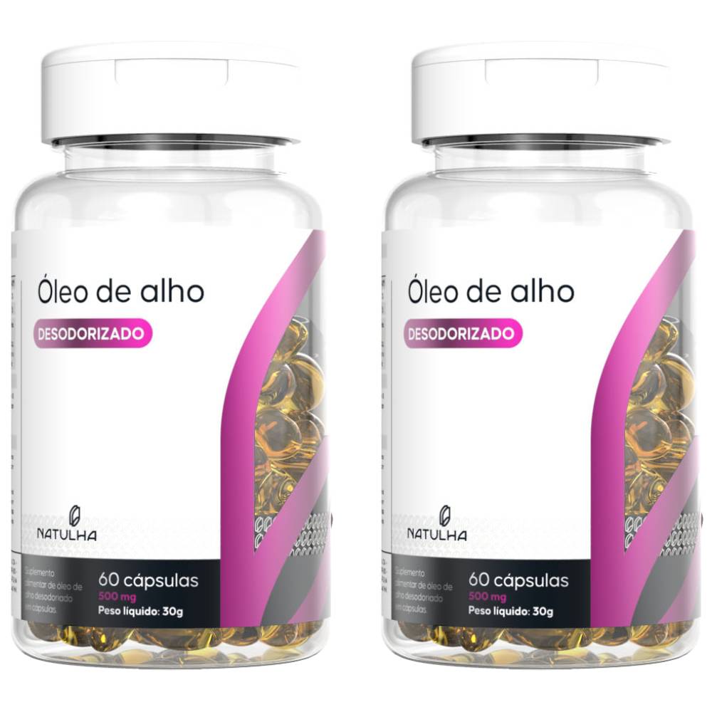 Kit 2 Óleo De Alho Desodorizado Sem Cheiro Natulha 500mg 60 Cápsulas