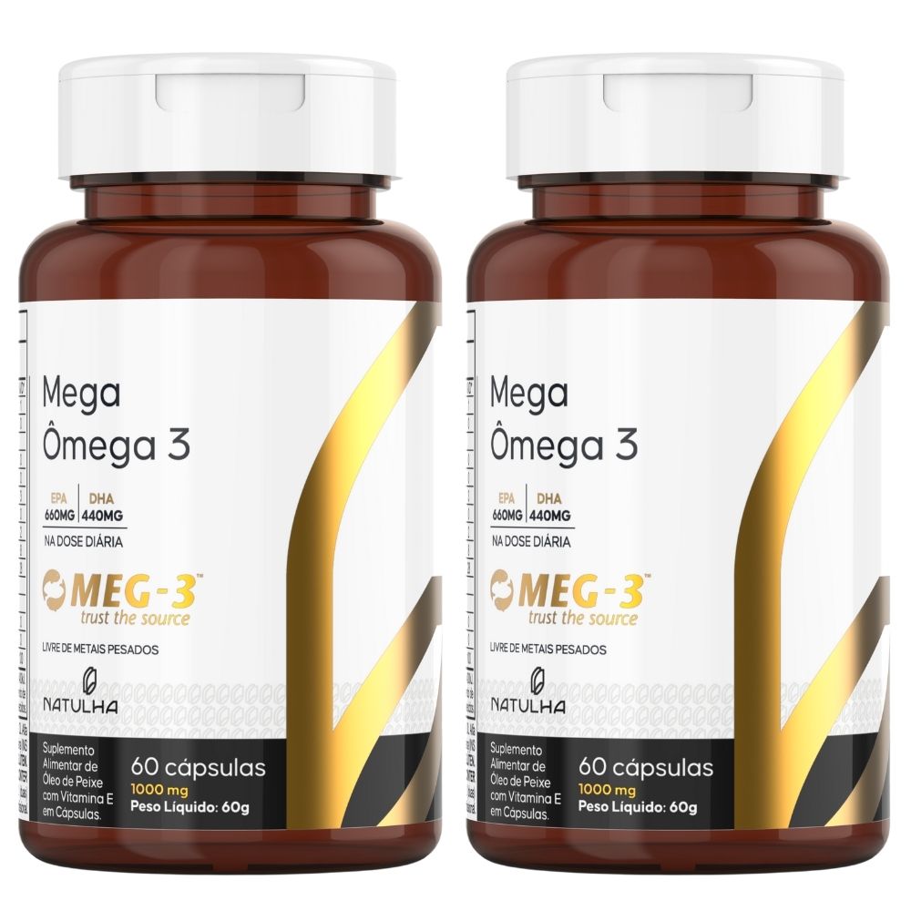 Kit 2 Mega Ômega 3 MEG-3® 33% EPA / 22% DHA Natulha 60 Softgels