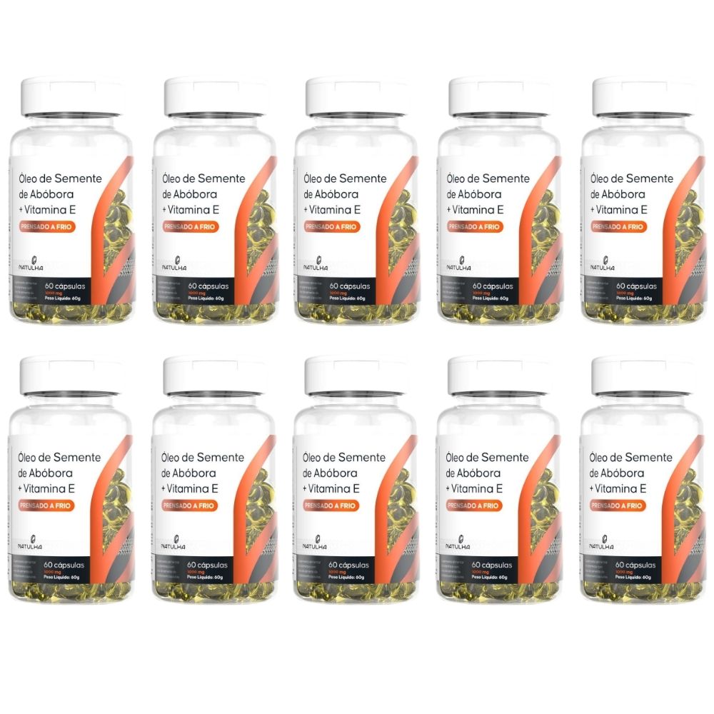Kit 10 Óleo de Semente de Abóbora Natulha 1000mg 60 Cápsulas
