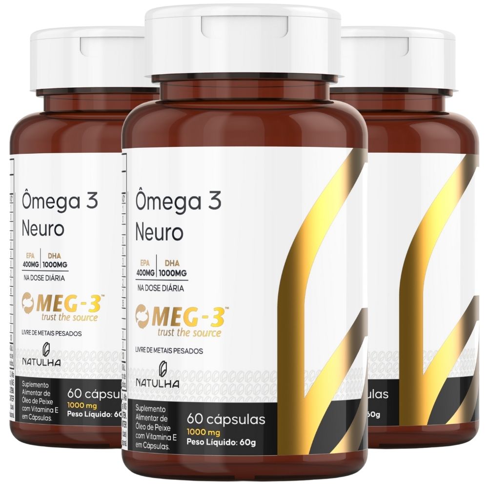Kit 3 Ômega 3 Neuro Meg-3® 20% Epa / 50% Dha Natulha 60 Softgels