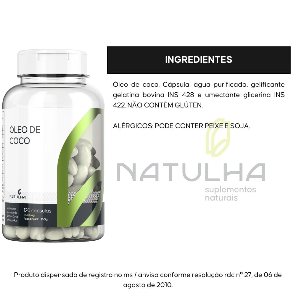 Óleo de Coco Natulha 1340mg 120 Cápsulas