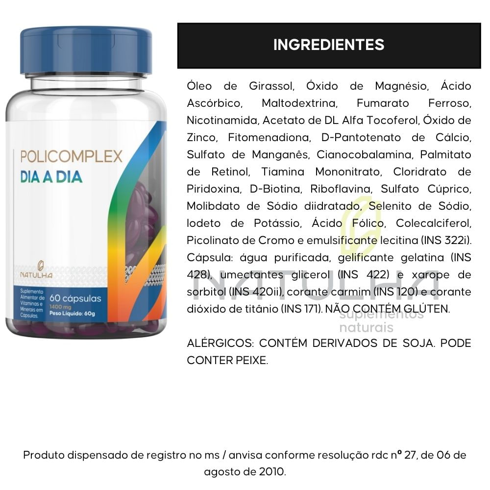 PoliComplex Dia a Dia Natulha 1400mg 60 Cápsulas