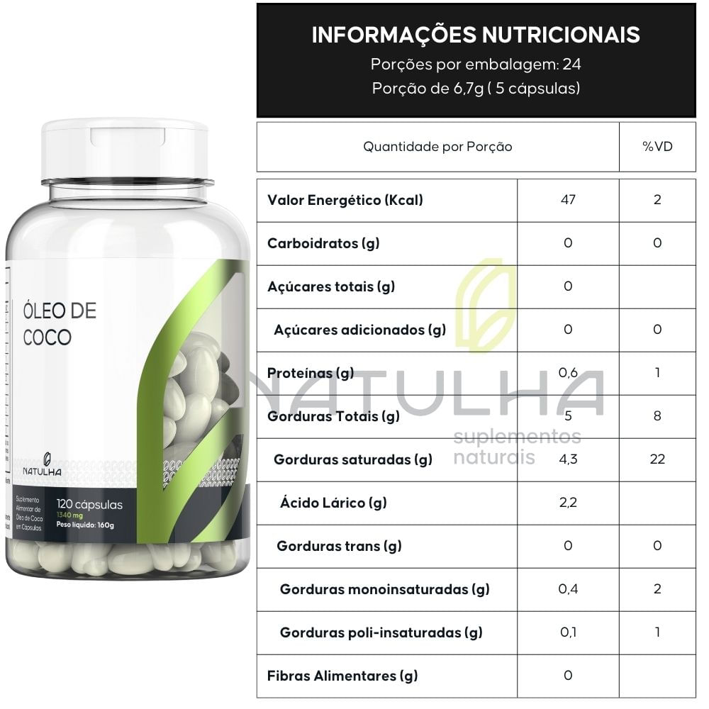 Kit 3 Óleo de Coco Natulha 1340mg 120 Cápsulas