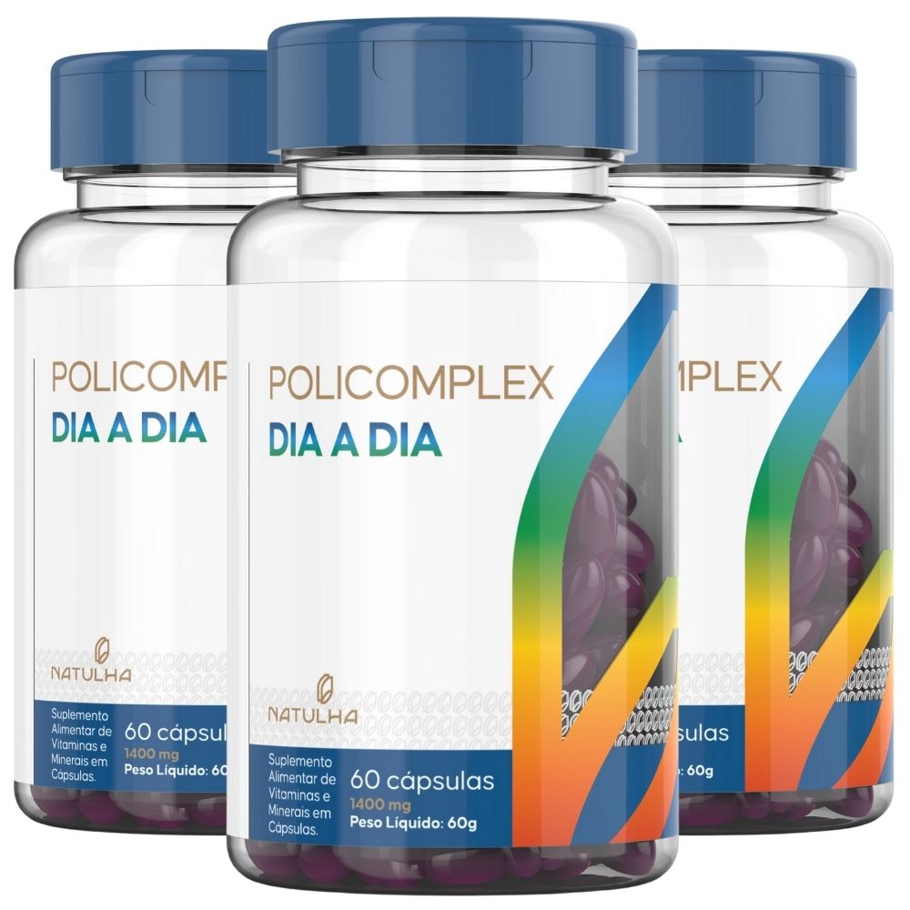 Kit 3 PoliComplex Dia a Dia Natulha 1400mg 60 Cápsulas