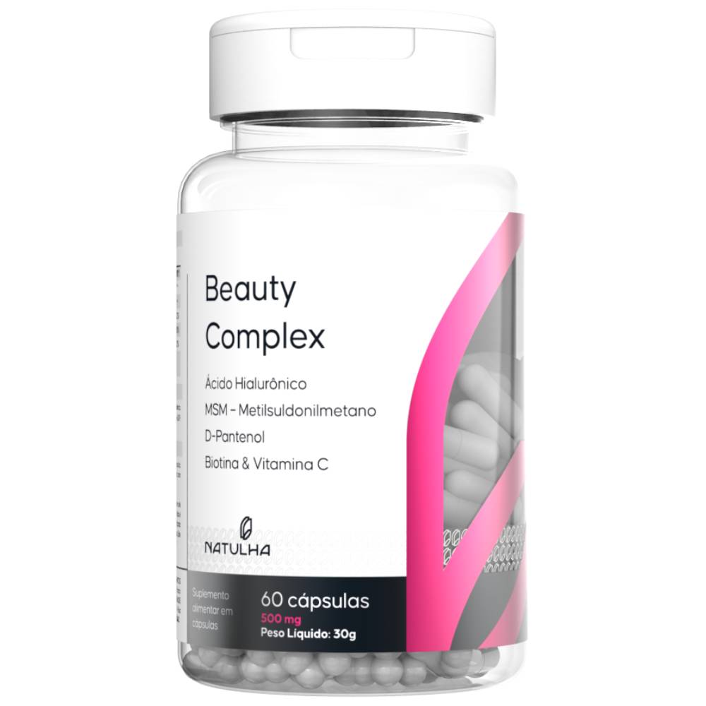Beauty Complex Ácido Hialurônico,  MSM, D-Pantenol, Biotina e Vitamina C Natulha 60 Cápsulas