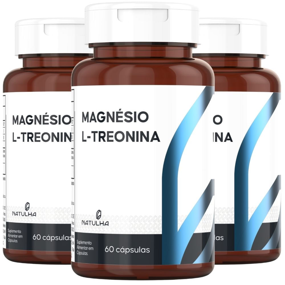 Kit 3 Magnésio L-Treonina Treonato Natulha 60 Cápsulas
