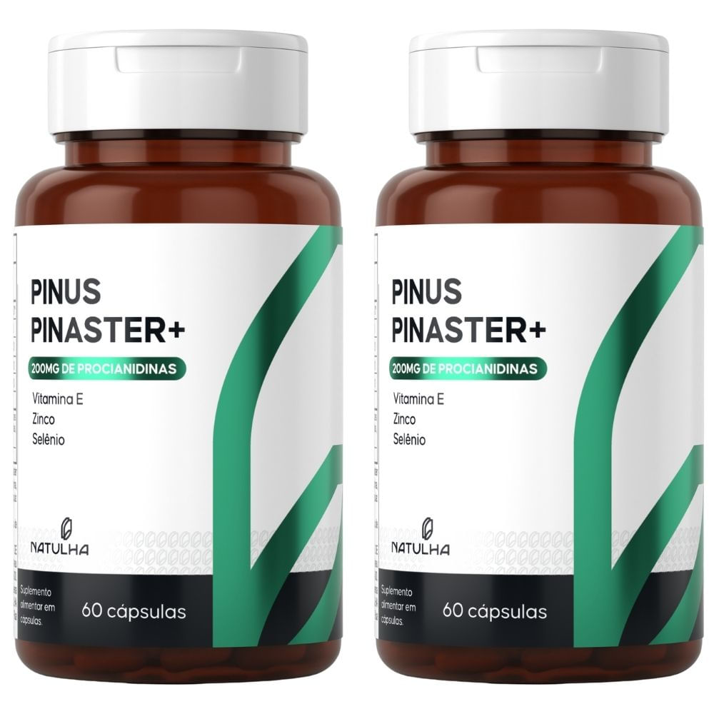 Kit 2 Pinus Pinaster Com Vitamina E, Zinco e Selênio Natulha 60 Cápsulas