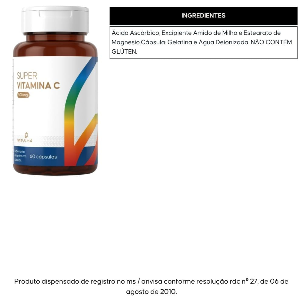 Kit 3 Super Vitamina C Natulha 60 Cápsulas