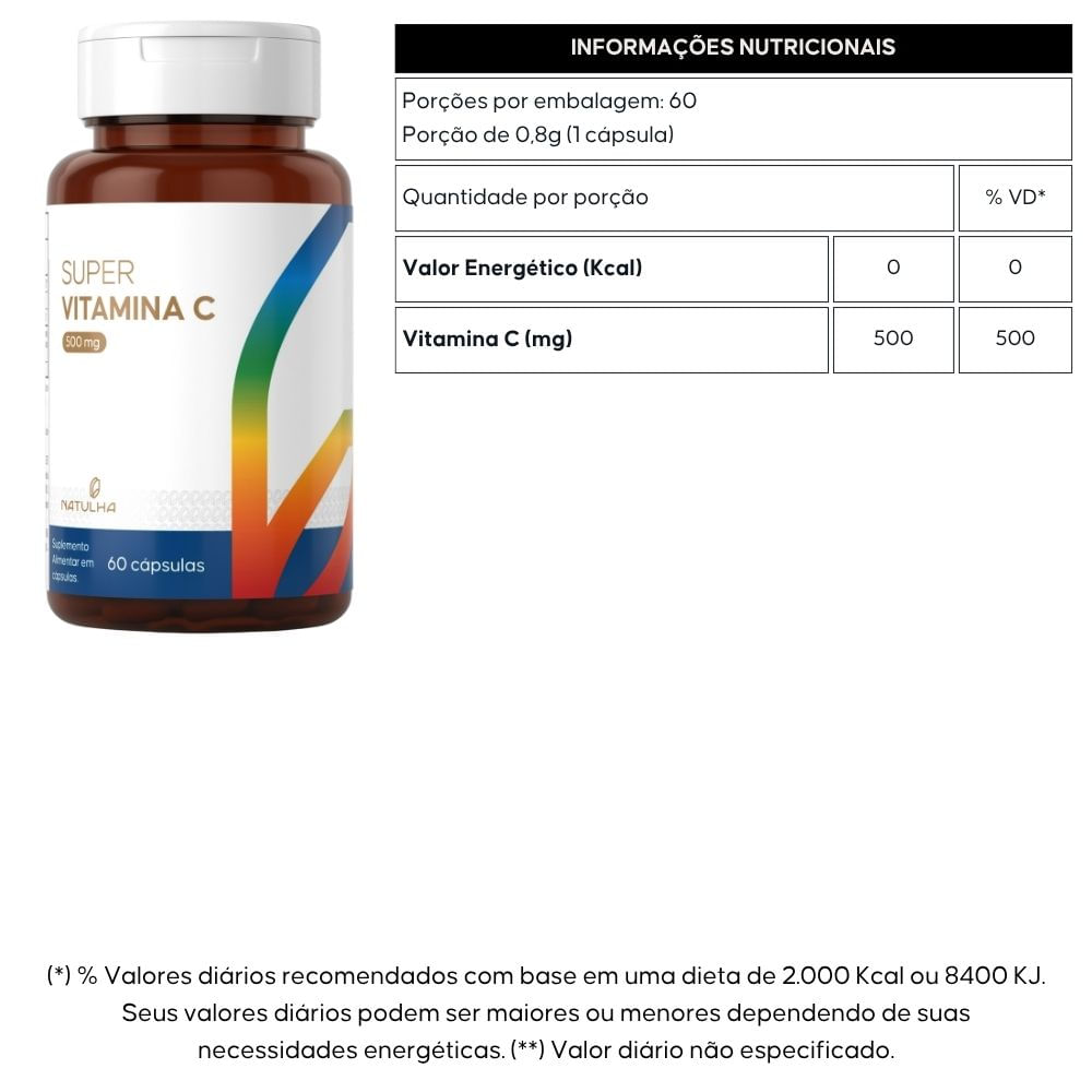 Kit 3 Super Vitamina C Natulha 60 Cápsulas