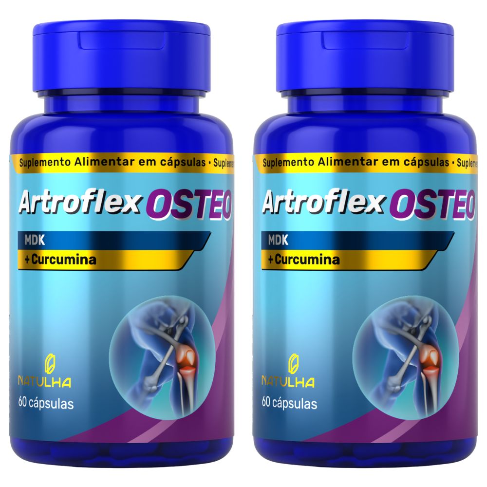Kit 2 Artroflex OSTEO Curcumina, Magnésio, Vitamina D3 e K2 Natulha 60 Cápsulas
