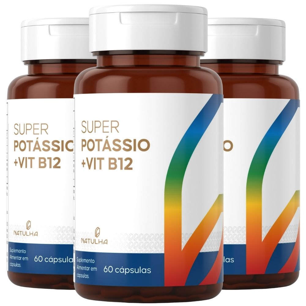 Kit 3 Super Potássio + Vitamina B12 Natulha 60 Cápsulas