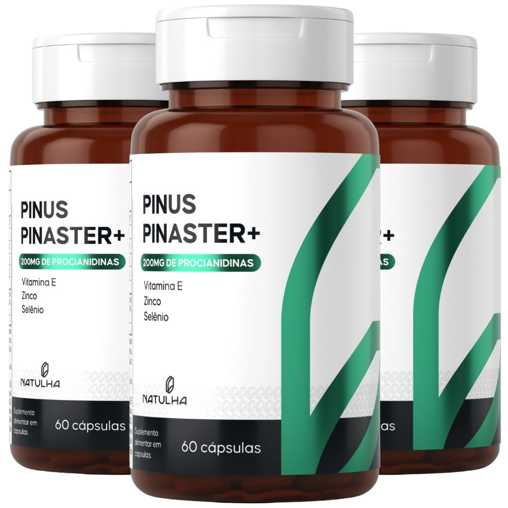 Kit 3 Pinus Pinaster Com Vitamina E, Zinco e Selênio Natulha 60 Cápsulas