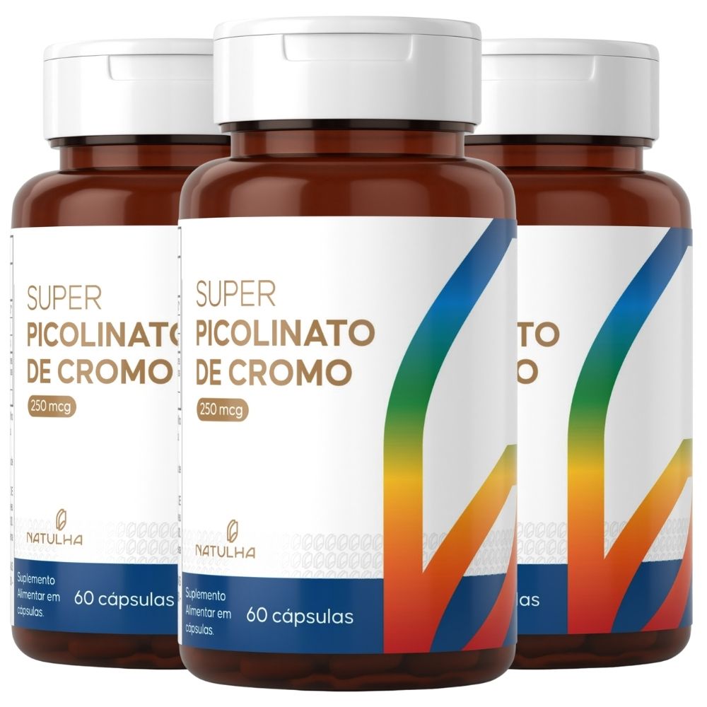 Kit 3 Super Picolinato de Cromo 250mcg Natulha 60 Cápsulas