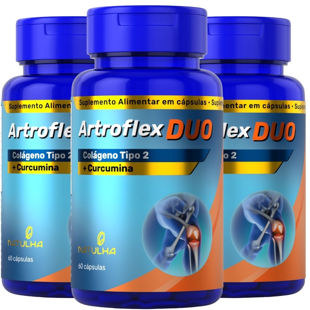 Kit 3 ArtroFlex DUO Cúrcuma + Colágeno tipo II Natulha 60 Cápsulas