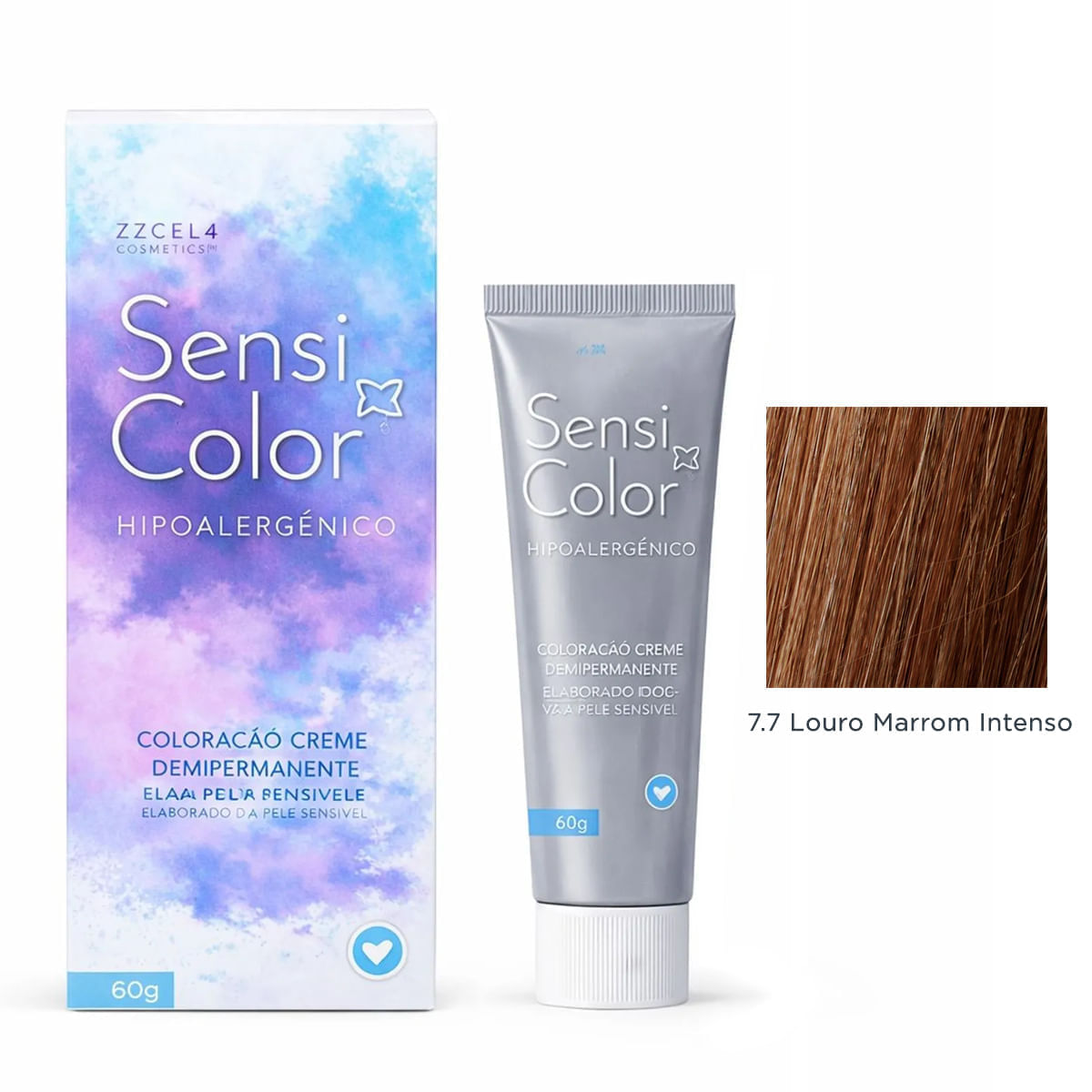 Coloração Capilar SensiColor Eclat Alergoshop Cor 7.7 Loiro Marrom Intenso