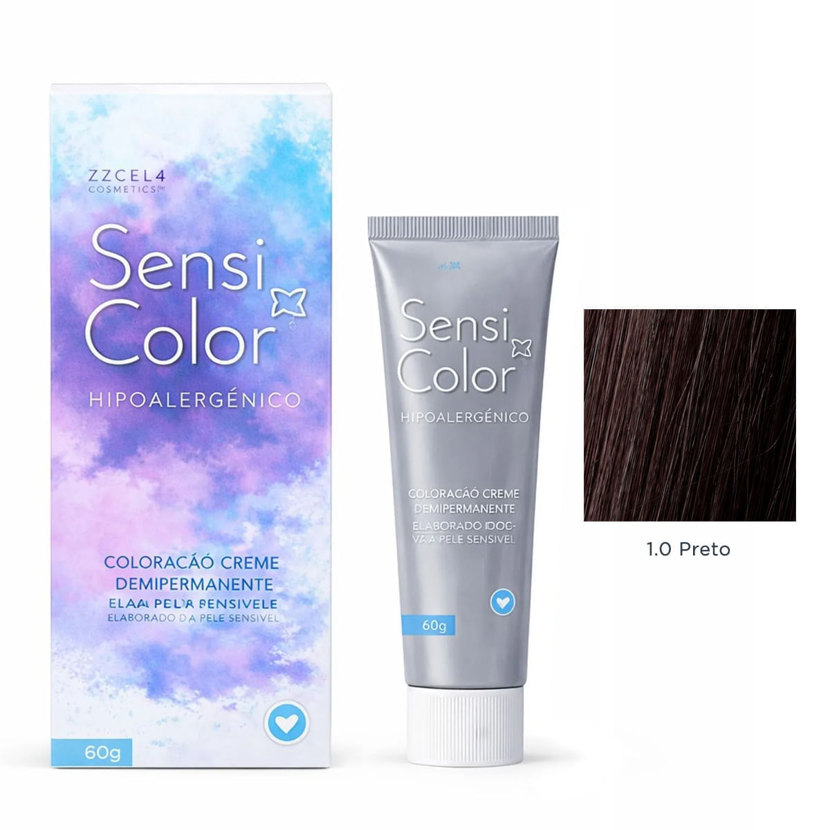 Coloração Capilar SensiColor Eclat Alergoshop Cor 1.0 Preto