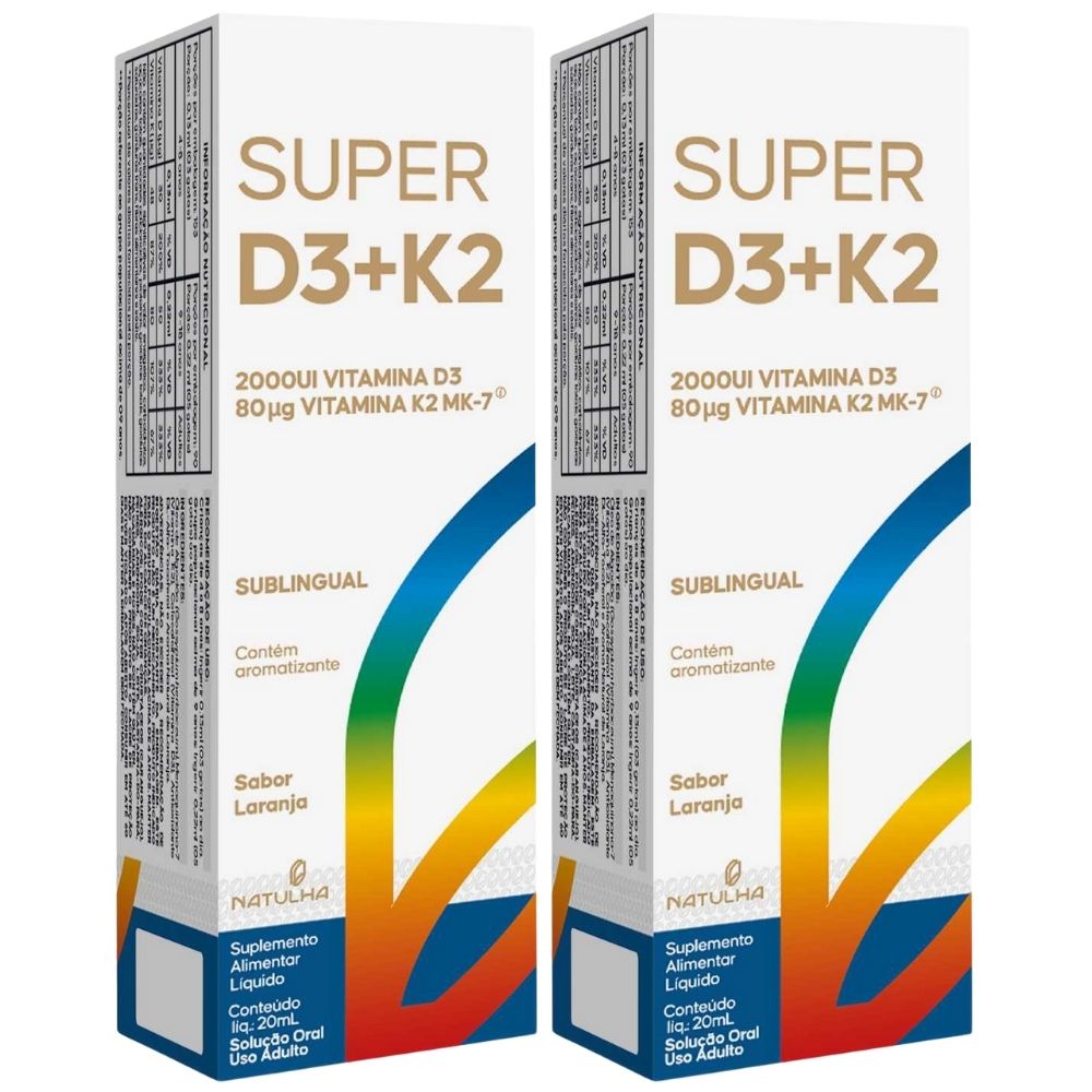 Kit 2 Super D3 + K2 Sublingual Em gotas Natulha 20ml